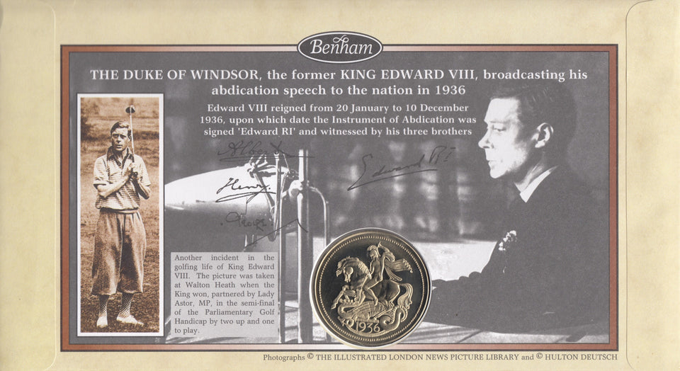 1996 REIGN OF KING EDWARD VIII COIN COVER SIGNED BY VISCOUNT MONCKTON OF BRENCHLEY CC68 - coin covers - Cambridgeshire Coins