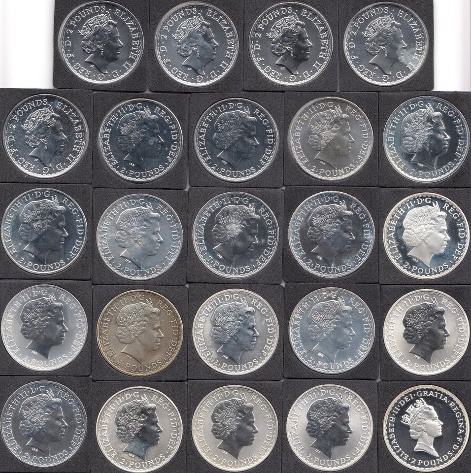 1997 - 2020 Complete Date Run Silver Proof Britannia Royal Mint £2 Bullion Coins - silver coins - Cambridgeshire Coins