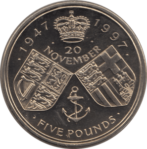 1997 CIRCULATED £5 GOLDEN WEDDING ANNIVERSARY COIN - £5 CIRCULATED - Cambridgeshire Coins