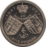 1997 FIVE POUND £5 GOLDEN WEDDING ANNIVERSARY BRILLIANT UNCIRCULATED BU - £5 BU - Cambridgeshire Coins