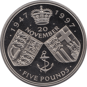 1997 FIVE POUND £5 PROOF COIN QUEENS GOLDEN WEDDING ANNIVERSARY - £5 Proof - Cambridgeshire Coins