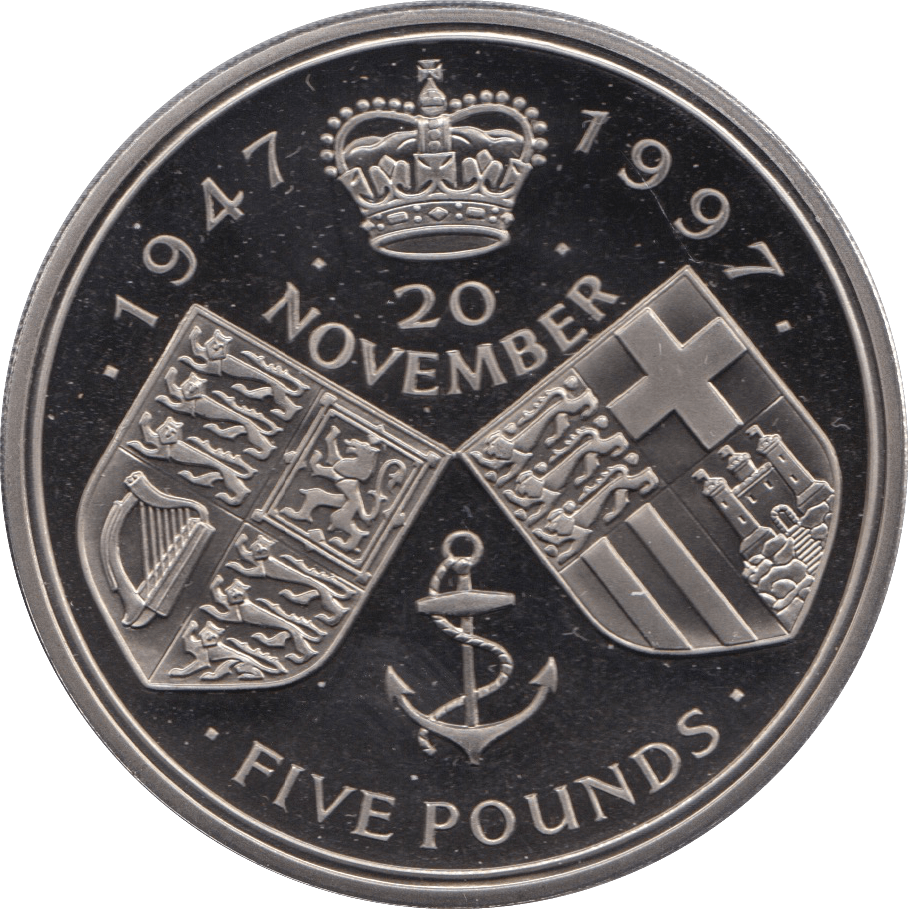 1997 FIVE POUND £5 PROOF COIN QUEENS GOLDEN WEDDING ANNIVERSARY - £5 Proof - Cambridgeshire Coins