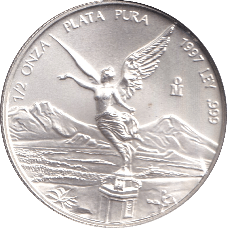 1997 SILVER 1/2 OUNCE MEXICO - SILVER WORLD COINS - Cambridgeshire Coins