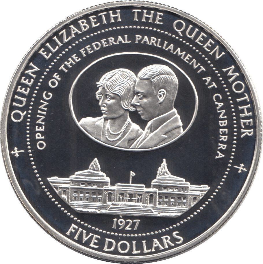 1997 SILVER PROOF 5 DOLLARS CANBERRA FEDERAL PARLIAMENT TUVALU 925 SILVER REF C2 - SILVER PROOF COMMEMORATIVE - Cambridgeshire Coins