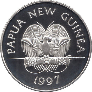1997 SILVER PROOF 5 KINA PAPUA NEW GUINEA 925 SILVER (COA) REF 25 - SILVER PROOF COMMEMORATIVE - Cambridgeshire Coins