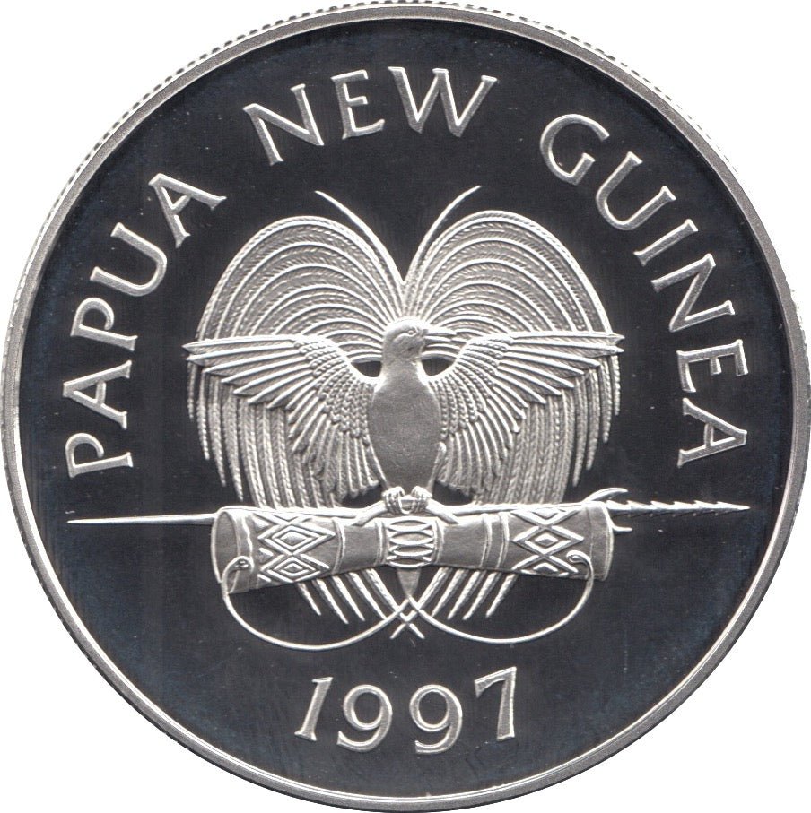 1997 SILVER PROOF 5 KINA PAPUA NEW GUINEA 925 SILVER (COA) REF 25 - SILVER PROOF COMMEMORATIVE - Cambridgeshire Coins