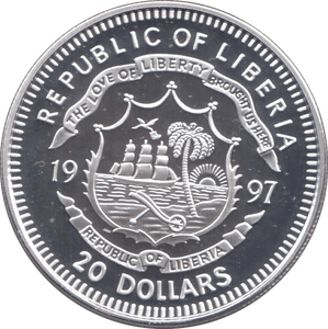 1997 SILVER PROOF DIANA $5 COIN .925 SILVER LIBERIA - SILVER WORLD COINS - Cambridgeshire Coins