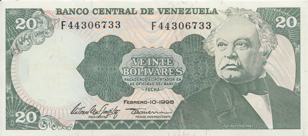 1998 20 BOLIVARES BANKNOTE VENEZUELA REF 1006 - World Banknotes - Cambridgeshire Coins