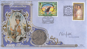 1998 45TH ANNIVERSARY CORONATION QEII COIN COVER SIGNED BY DUKE OF NORFOLK CC76 - coin covers - Cambridgeshire Coins
