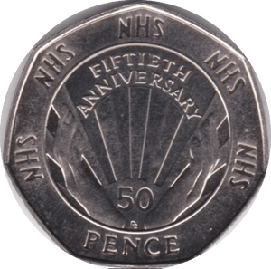 1998 FIFTY PENCE 50P BRILLIANT UNCIRCULATED NHS BU - 50p BU - Cambridgeshire Coins
