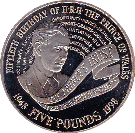 1998 FIVE POUND £5 PROOF COIN PRINCE CHARLES 50TH BIRTHDAY - £5 Proof - Cambridgeshire Coins