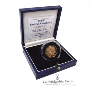 1998 Gold Proof EU Council Anniversary 50p Coin Box COA Bullion Gift 822 - Gold Proof 50p - Cambridgeshire Coins