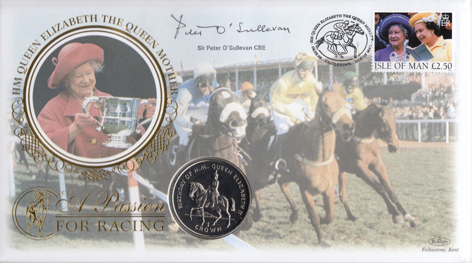 1998 PASSION FOR RACING GIBRALTAR COIN COVER SIGNED PETER O SULLEVAN BY CC70 - coin covers - Cambridgeshire Coins