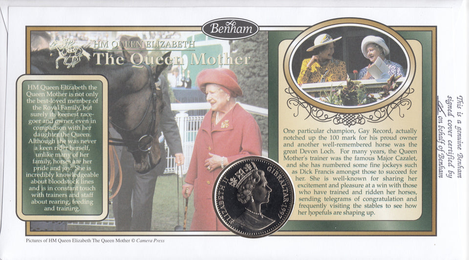 1998 PASSION FOR RACING GIBRALTAR COIN COVER SIGNED PETER O SULLEVAN BY CC70 - coin covers - Cambridgeshire Coins