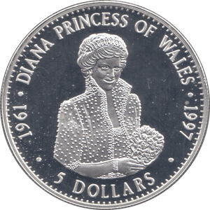1998 SILVER PROOF DIANA $5 COIN .925 SILVER TUVALU - SILVER WORLD COINS - Cambridgeshire Coins