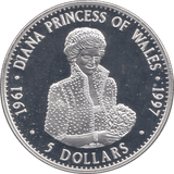 1998 SILVER PROOF DIANA $5 COIN .925 SILVER TUVALU - SILVER WORLD COINS - Cambridgeshire Coins