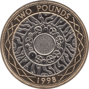 1998 TWO POUND £2 PROOF COIN ADVENT OF TECHNOLOGY SHOULDER OF GIANTS - £2 Proof - Cambridgeshire Coins