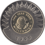 1999 BRILLIANT UNCIRCULATED FIVE POUND GUERNSEY - WORLD COINS - Cambridgeshire Coins