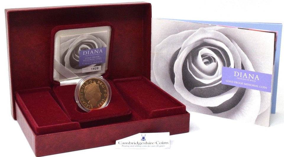1999 GOLD PROOF £5 Coin Diana Memorial Five Pound Very Scarce 7500 Issue Limit - £5 Gold Proof - Cambridgeshire Coins