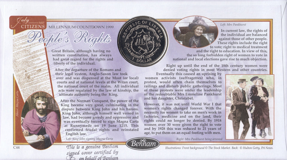 1999 MILLENIUM COUNTDOWN $1 COIN COVER SIGNED BY RACHAEL HEYHOE FLINT REF CC52 - coin covers - Cambridgeshire Coins