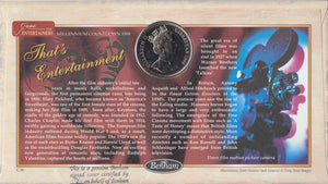 1999 MILLENIUM COUNTDOWN 1 CROWN COIN COVER SIGNED BY GERALDINE CHAPLIN REF CC51 - coin covers - Cambridgeshire Coins