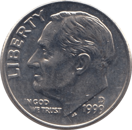1999 ONE DIME USA - SILVER WORLD COINS - Cambridgeshire Coins