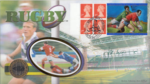 1999 RUGBY £2 COIN COVER SIGNED BY J P R WILLIAMS MBE REF CC47 - coin covers - Cambridgeshire Coins