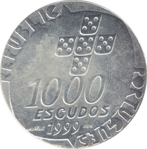 1999 SILVER 1000 ESCUDOS PORTUGAL - WORLD SILVER COINS - Cambridgeshire Coins