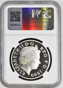 1999 SILVER PROOF £5 PRINCESS DIANA (NGC) PF 69 CAMEO - NGC CERTIFIED COINS - Cambridgeshire Coins
