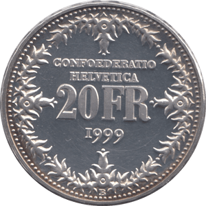 1999 SWITZERLAND SWISS POST COMMEMORATIVE 20 FRANCS - SILVER WORLD COINS - Cambridgeshire Coins