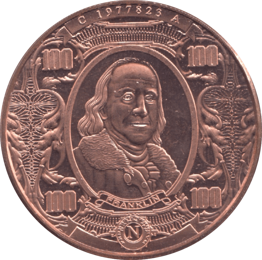 1oz FINE COPPER .999 BENJAMIN FRANKLIN REF E35 - Copper 1 oz Coins - Cambridgeshire Coins