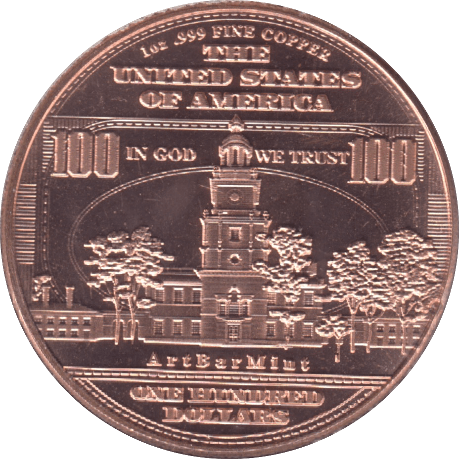 1oz FINE COPPER .999 BENJAMIN FRANKLIN REF E35 - Copper 1 oz Coins - Cambridgeshire Coins