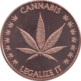 1oz FINE COPPER .999 LEGALIZE CANNABIS REF E55 - Copper 1 oz Coins - Cambridgeshire Coins