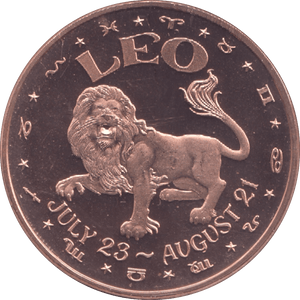 1oz FINE COPPER .999 LEO REF E63 - Copper 1 oz Coins - Cambridgeshire Coins