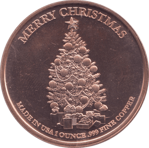 1oz FINE COPPER .999 MERRY CHIRSTMAS REF E2 - Copper 1 oz Coins - Cambridgeshire Coins