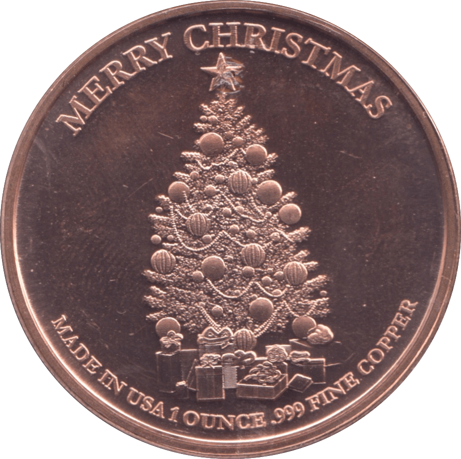 1oz FINE COPPER .999 MERRY CHIRSTMAS REF E2 - Copper 1 oz Coins - Cambridgeshire Coins