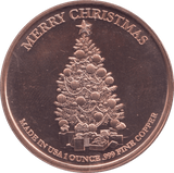 1oz FINE COPPER .999 MERRY CHIRSTMAS REF E2 - Copper 1 oz Coins - Cambridgeshire Coins