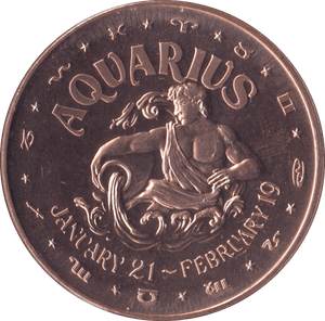 1oz FINE COPPER .999 STAR SIGNS AQUARIUS REF E75 - Copper 1 oz Coins - Cambridgeshire Coins