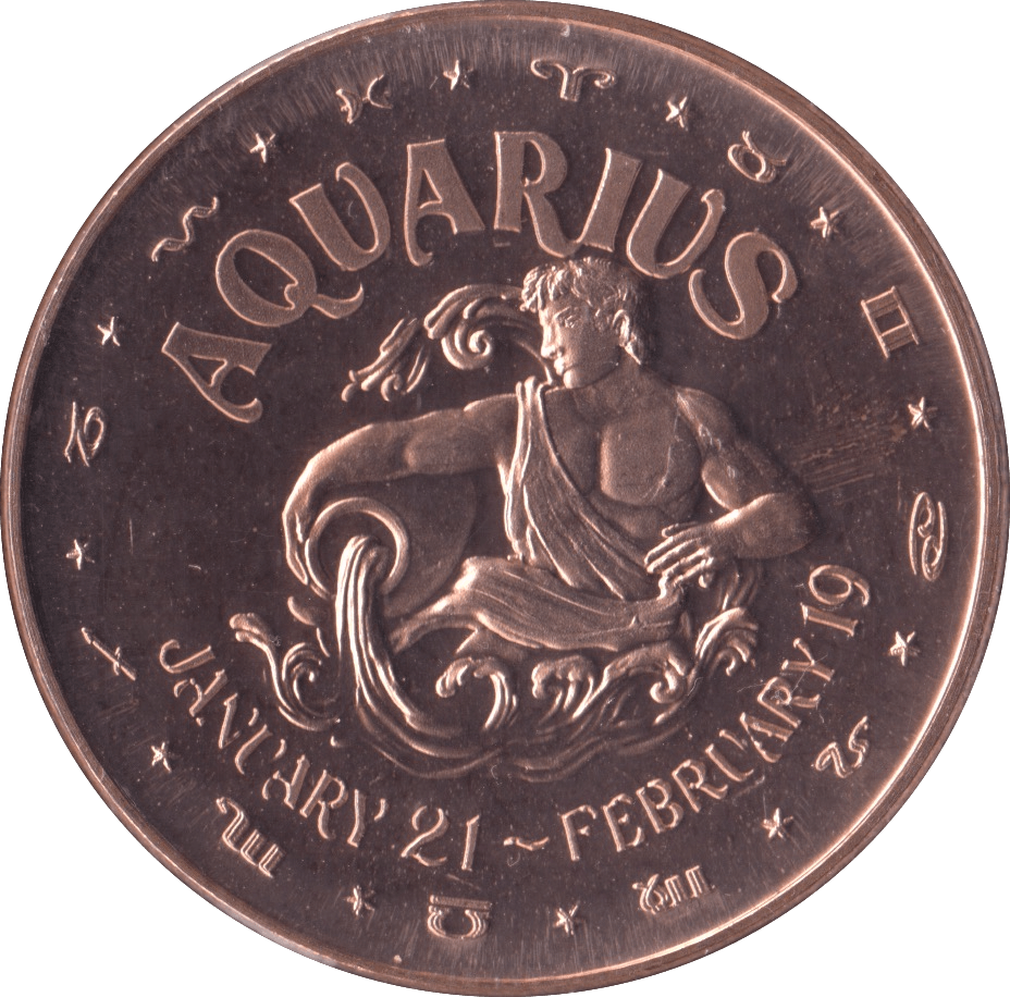 1oz FINE COPPER .999 STAR SIGNS AQUARIUS REF E75 - Copper 1 oz Coins - Cambridgeshire Coins