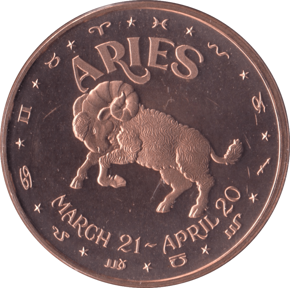 1oz FINE COPPER .999 STAR SIGNS ARIES REF E75 - Copper 1 oz Coins - Cambridgeshire Coins