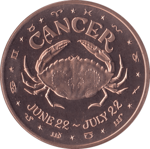 1oz FINE COPPER .999 STAR SIGNS CANCER REF E75 - Copper 1 oz Coins - Cambridgeshire Coins