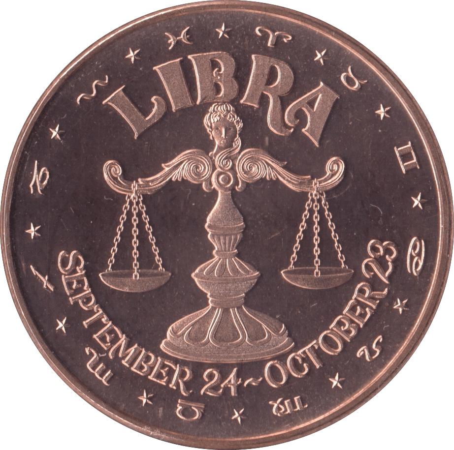 1oz FINE COPPER .999 STAR SIGNS LIBRA REF E75 - Copper 1 oz Coins - Cambridgeshire Coins