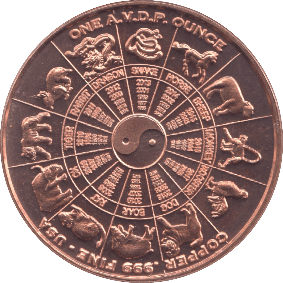 1oz FINE COPPER .999 STAR SIGNS REF E75 - Copper 1 oz Coins - Cambridgeshire Coins