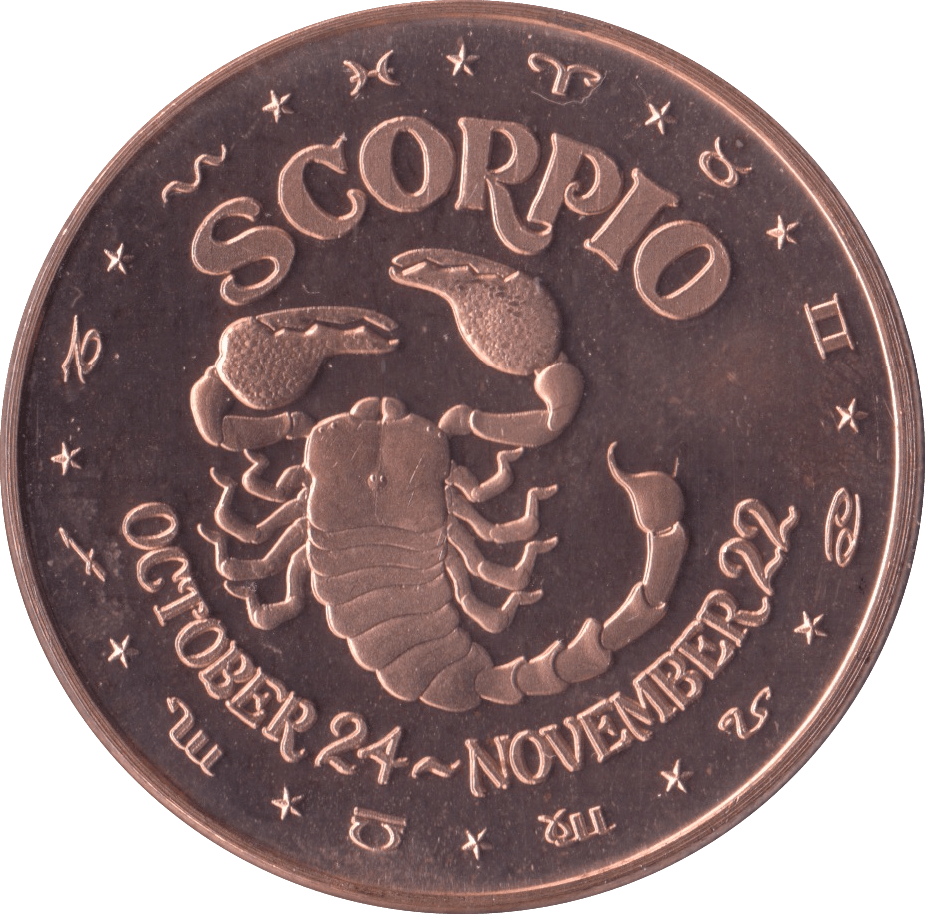 1oz FINE COPPER .999 STAR SIGNS SCORPIO REF E75 - Copper 1 oz Coins - Cambridgeshire Coins