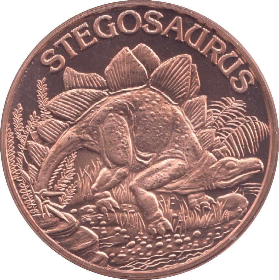 1oz FINE COPPER .999 STEGOSAURUS REF E39 - Copper 1 oz Coins - Cambridgeshire Coins