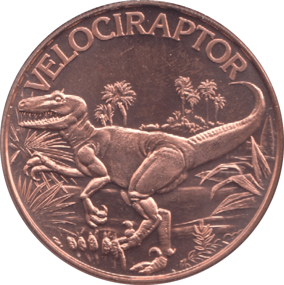 1oz FINE COPPER .999 VELOCIRAPTOR REF E40 - Copper 1 oz Coins - Cambridgeshire Coins
