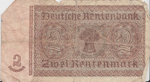 2 RENTENMARK BANK OF GERMANY REF 1341 - World Banknotes - Cambridgeshire Coins