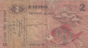 2 RUPEES CENTRAL BANK OF CEYLON CEYLON BANKNOTE REF 439 - World Banknotes - Cambridgeshire Coins