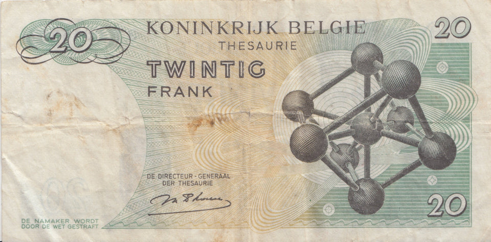 20 FRANCS ROYAUME DE BELGIQUE BELGIAN 1964 BANKNOTE REF 438 - World Banknotes - Cambridgeshire Coins