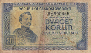 20 KORUNA BANKNOTE CZECHOSLOVAKIA ( REF 276 ) - World Banknotes - Cambridgeshire Coins